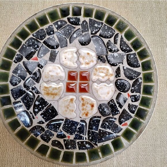 Vintage Mosaic Tile 6" Footed Bowl Handmade by PM Israel - Picture 2 of 8
